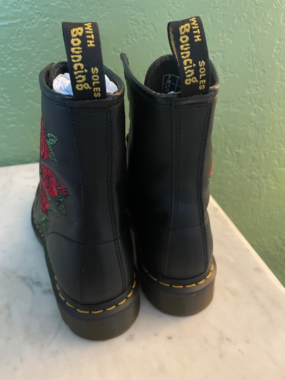 1460 VONDA FLORAL LEATHER LACE UP BOOTS - Picture 6 of 7